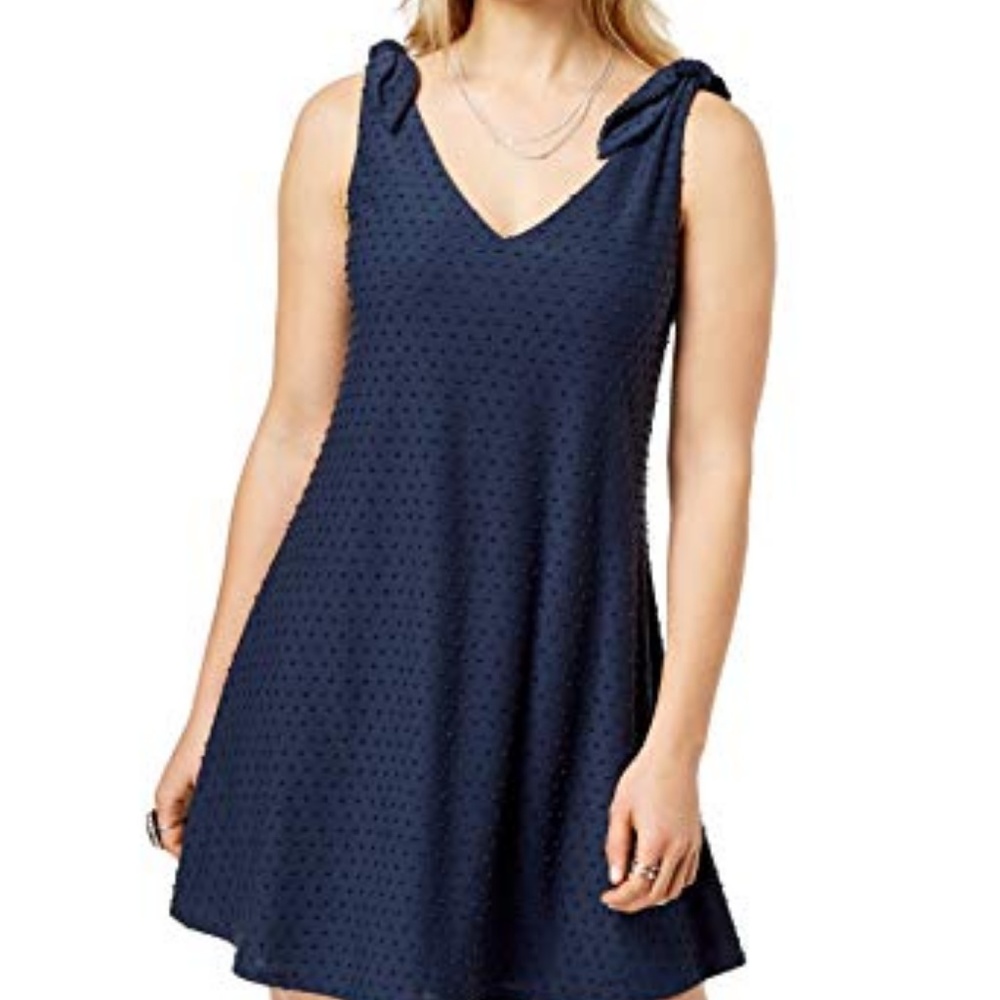 Trixxi Knot Shoulder Textured Fit& Flare Dress